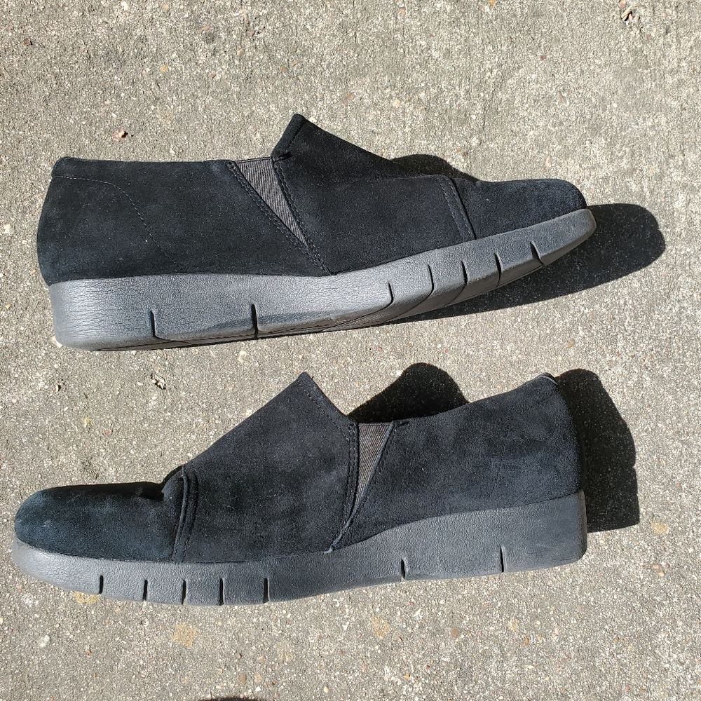 Black Wedge Slip-Ons